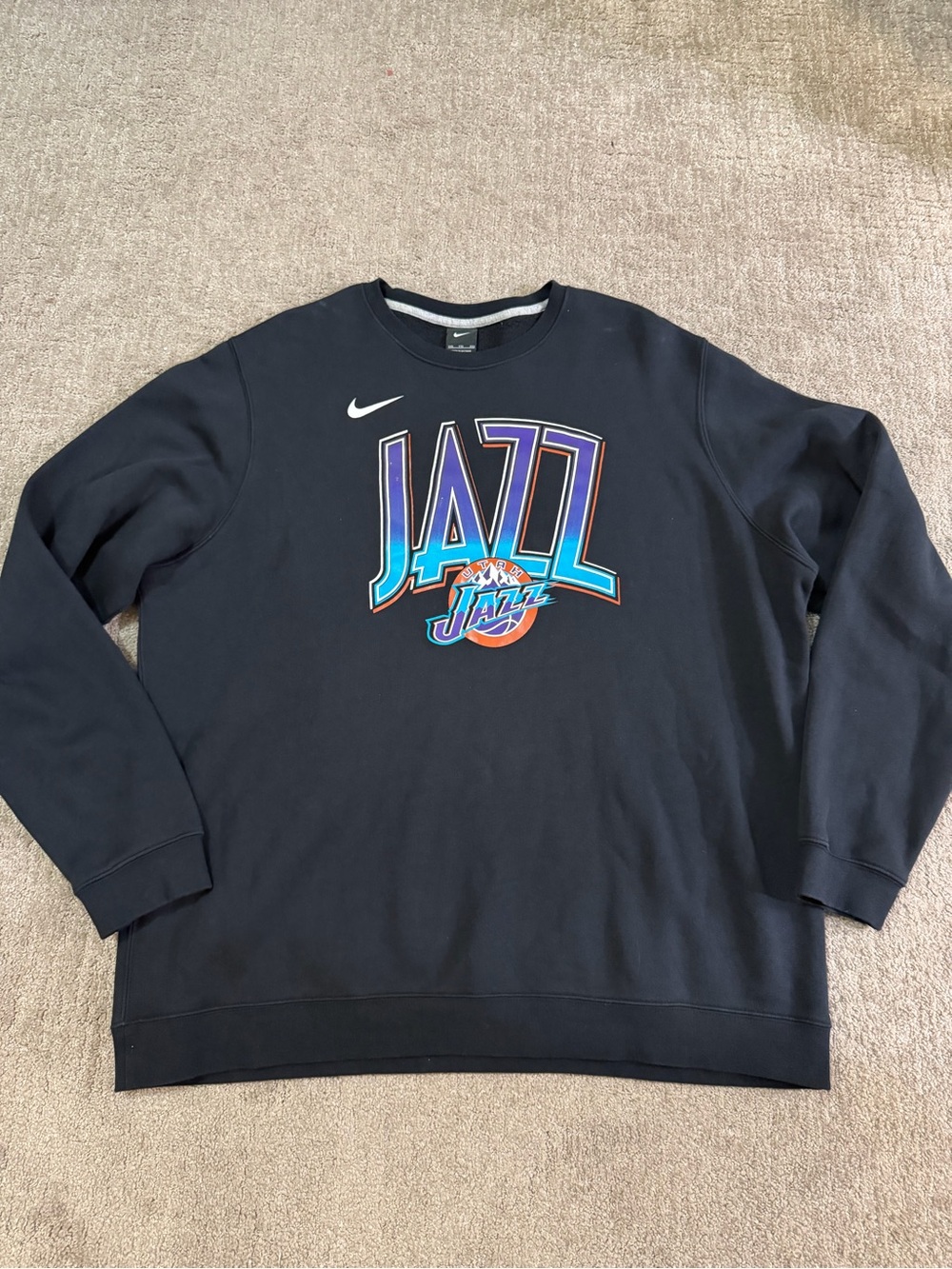 Nike Black Utah Jazz Pullover Sweatshirt with Colorful Logo